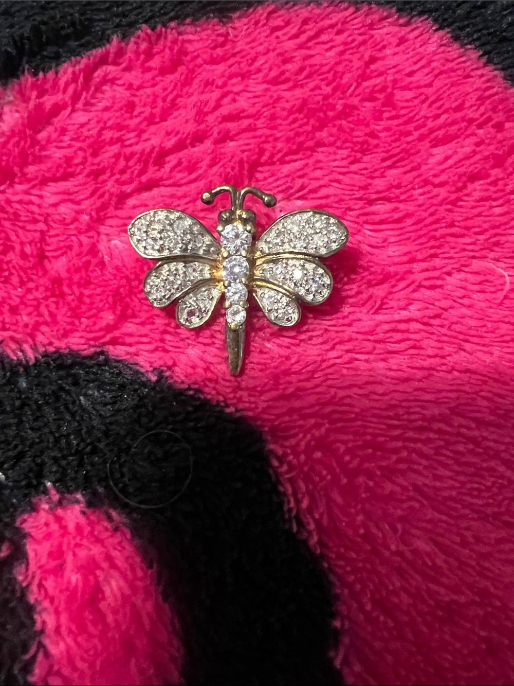Gold-Tone Crystal Butterfly Brooch - Sparkling Pink Accent